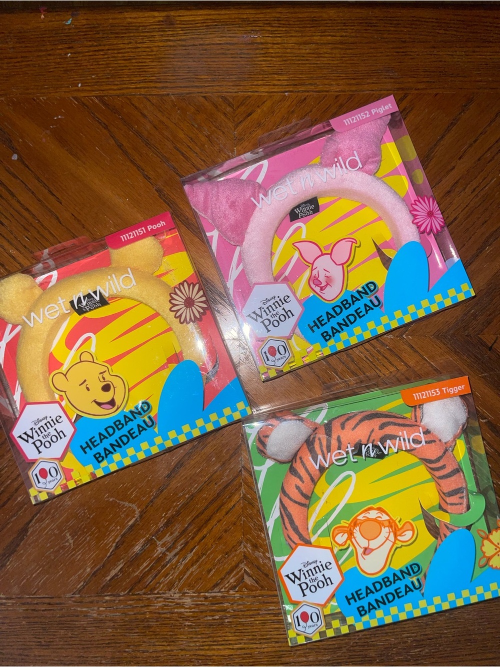 (1)Disney Winnie the Pooh Plush Character Headband Set - Pink, Yellow, Orange